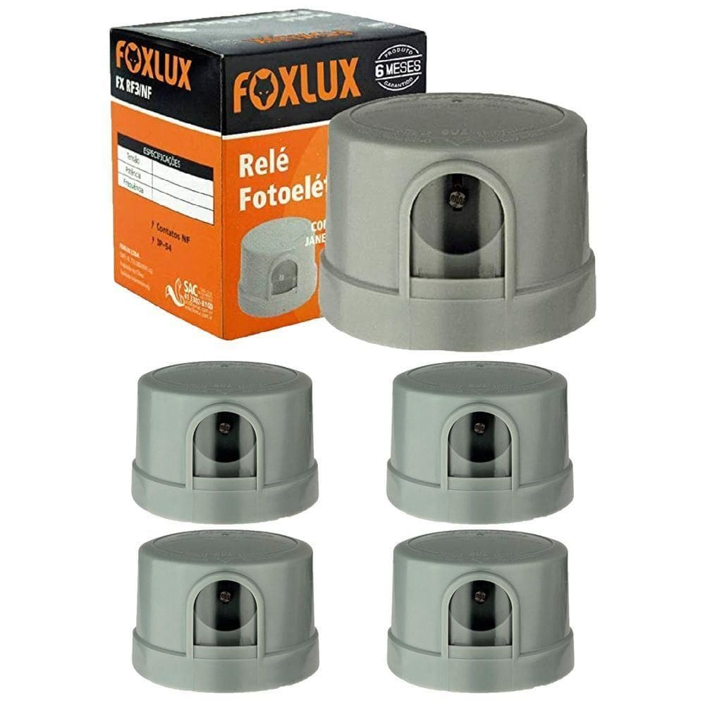Kit 5 Relé Fotoelétrico 127v Cinza Foxlux