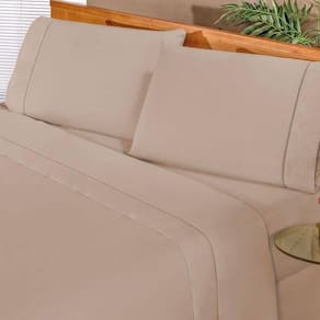 Jogo De Cama Solteiro Elegance 180 Fios 03 Peças - Cáqui - elegância garantida!