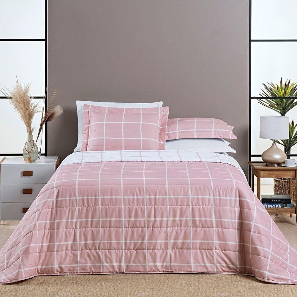 Cobre Leito Austin Casal Padrão 03 Peças - em cor Rosa