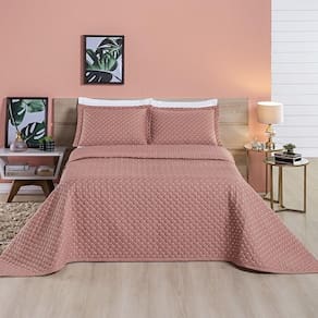 Cobre Leito 200 Fios Casal Ravena 03 Peças - Rose - design resistente