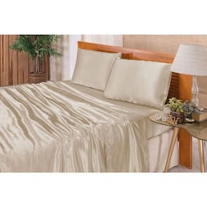 Jogo De Cama Lençol Cetim King Romantic 04 Peças - Prata