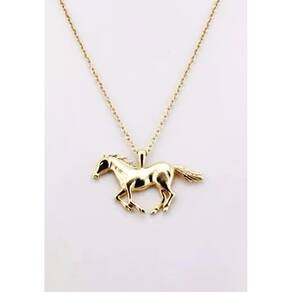 Cordão Colar Country Cavalo Folheado A Ouro 18k