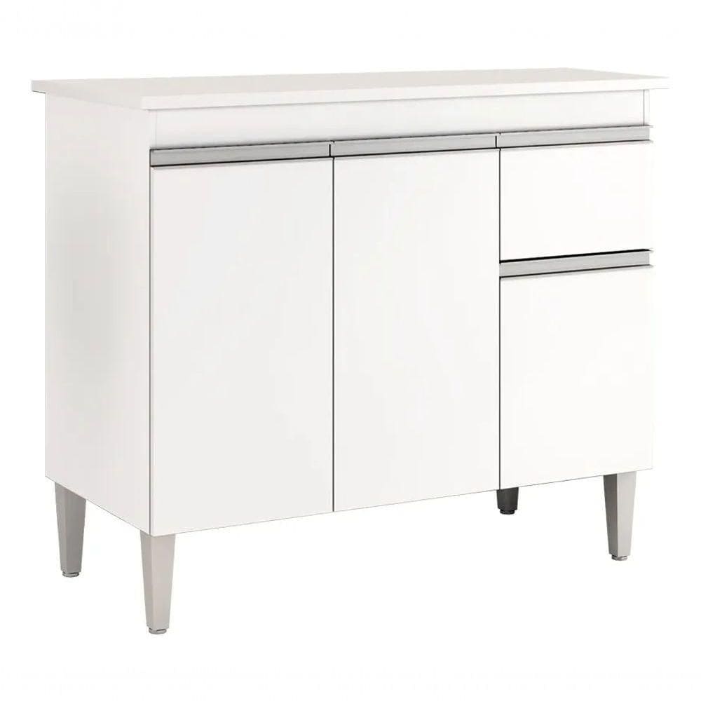 Balcão De Cozinha Para Pia Tatiane 100cm 3 Portas 1 Gaveta Sem Tampo Branco