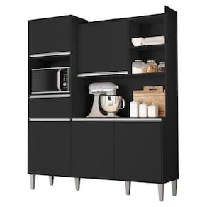 Kit De Cozinha Compacta 160cm Isabel Com 5 Portas Preto