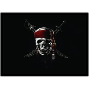 Quadro Decorativo Caveira Pirata Cinema Filmes Com Moldura
