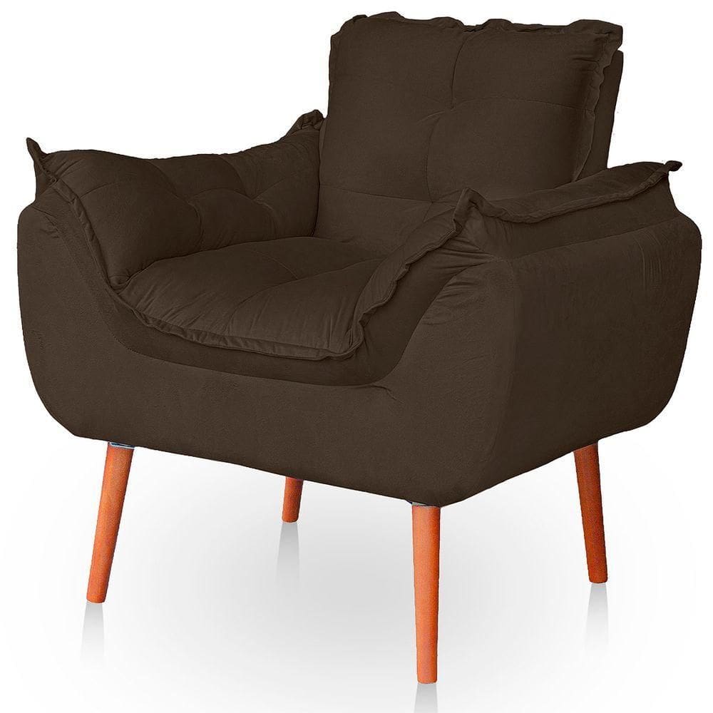 Poltrona Opala Para Sala Confortável Resistente Veludo Cor Capuccino