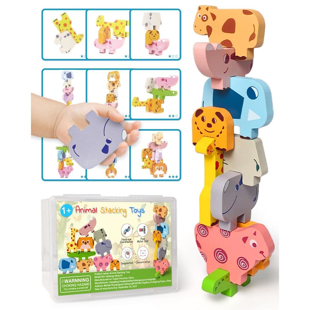 Quebra-cabeça educacional Toy Vaiheng Animal Blocks Stacking de 1 a 4 anos