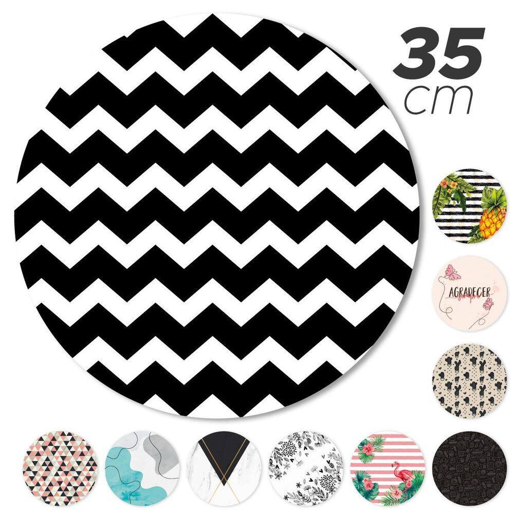 Kit 2 Peças Jogo Americano Base Redonda Mdf Sousplat Chevron