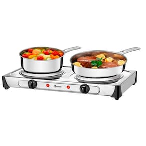 Fogao Portatil Eletrico De Bancada 2 Bocas 127V 2000W Inox