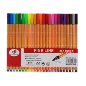Caneta Hidrográfica Fineliner Ponta Fina 0.4 Mm Kit 24 Cores