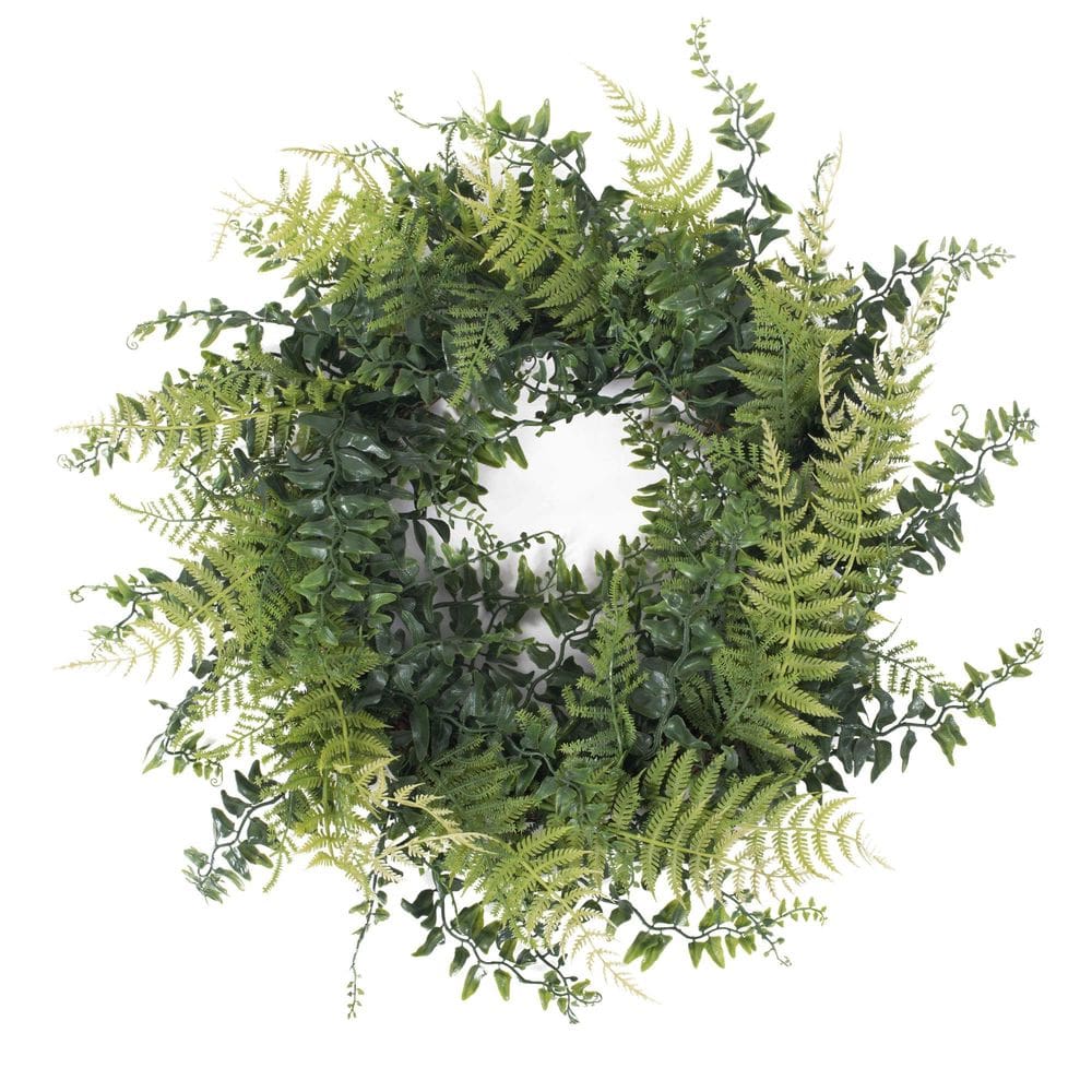 Coroa de flores de samambaia e grama verde artificial de 18 cm - Vicker