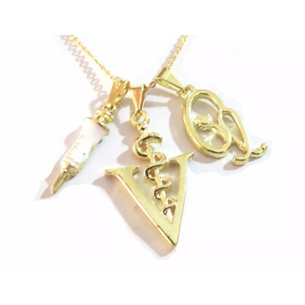 Colar Cordão Gargantilha Veterinária Seringa Folheado