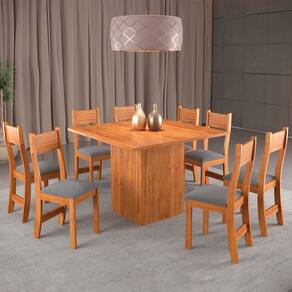 Mesa de Jantar 8 Lugares Alexa Marrom/Veludo Cinza 26186 - Pnr Móveis