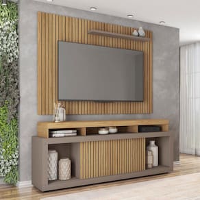 Rack com Painel para TV Até 70 Polegadas Puerto Buriti/Marrom Claro - Pnr Móveis