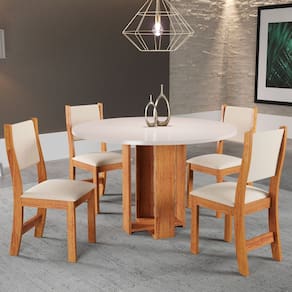 Mesa de Jantar 4 Lugares Hilda Marrom/Blonde/Nude 27066 - Pnr Móveis