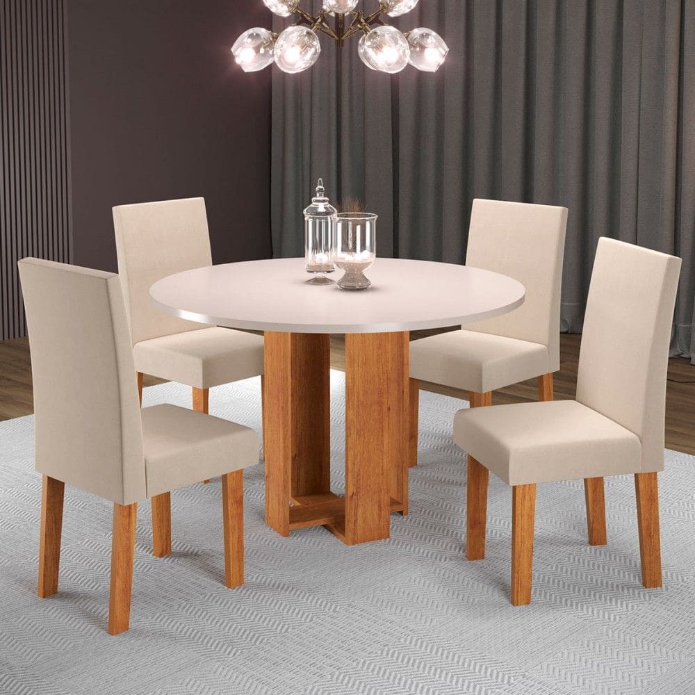 Mesa de Jantar 4 Lugares Rayane Marrom/Blonde/Nude 27067 - Pnr Móveis