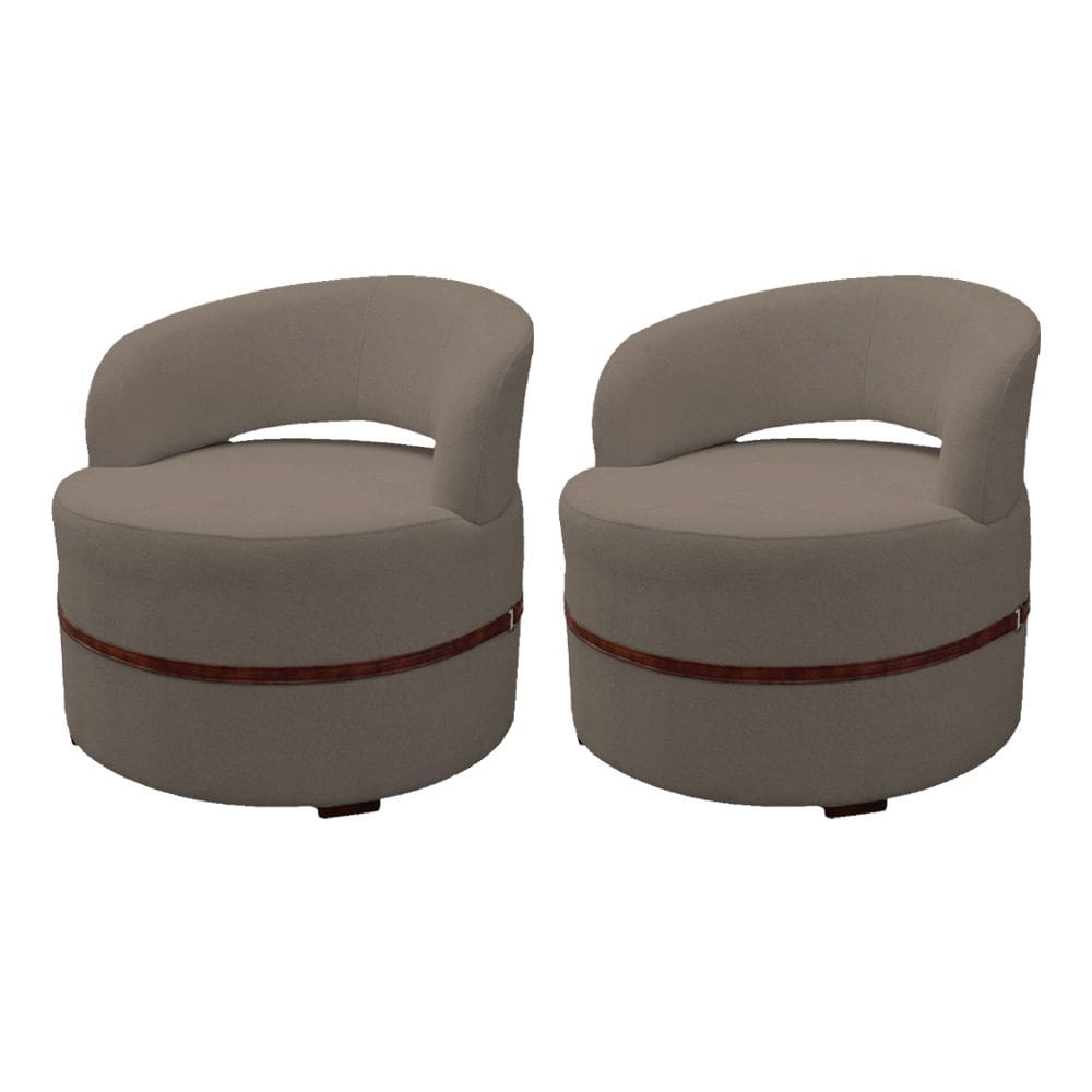 Kit 2 Poltrona Decorativa Luana Estofada para Sala Linho Marrom