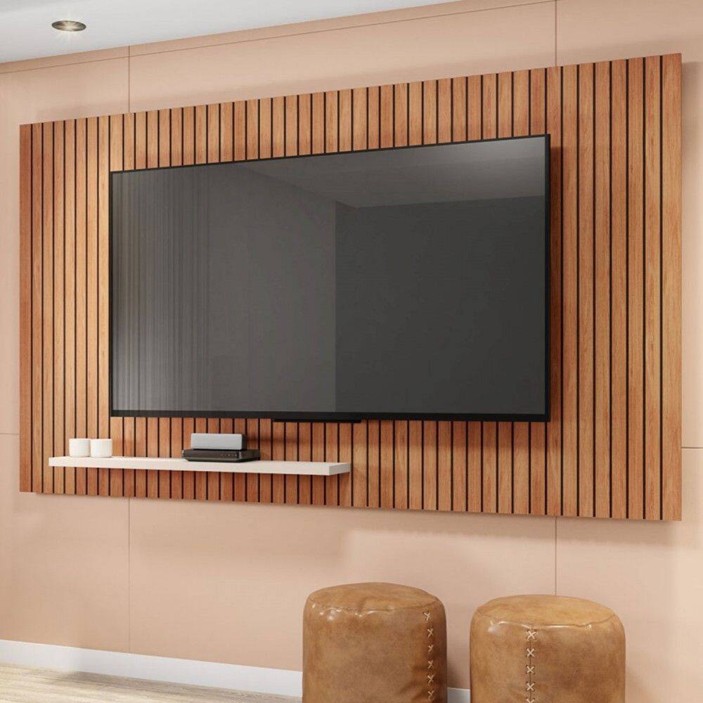 Painel para TV Até 70 Polegadas com Ripado 3d Puerto Freijo/Off White - Pnr Móveis