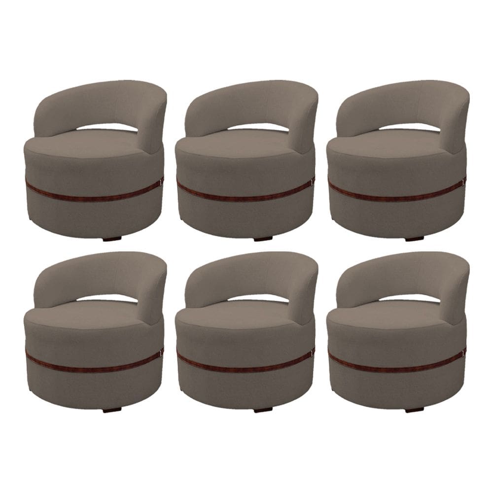 Kit 6 Poltrona Decorativa Luana Estofada para Sala Linho Marrom