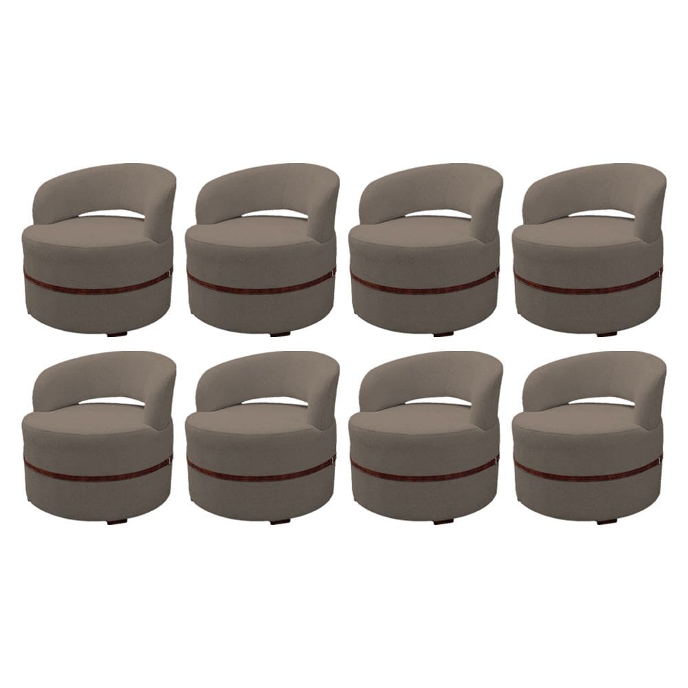 Kit 8 Poltrona Decorativa Luana Estofada para Sala Linho Marrom