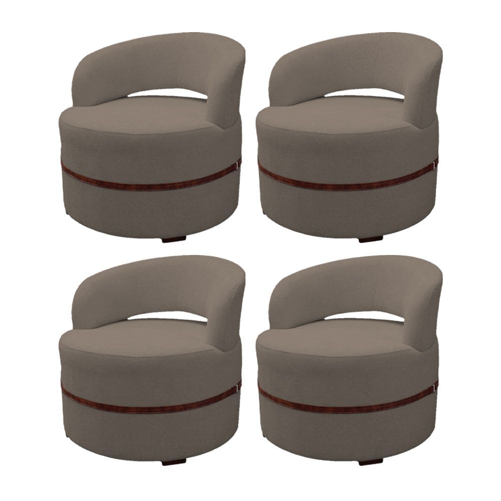Kit 4 Poltrona Decorativa Luana Estofada para Sala Linho Marrom