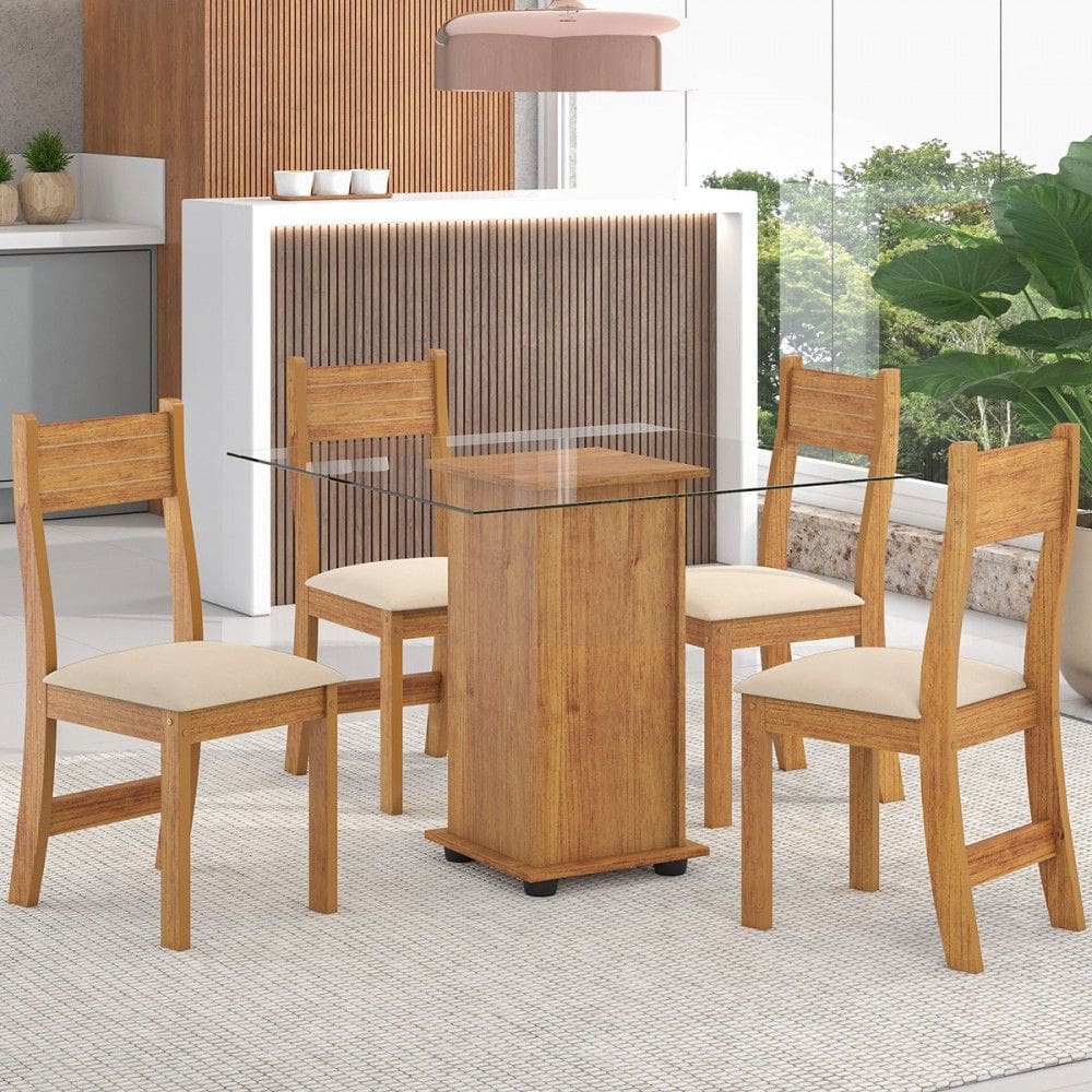 Mesa de Jantar 4 Lugares Penha Marrom/Nude - Pnr Móveis