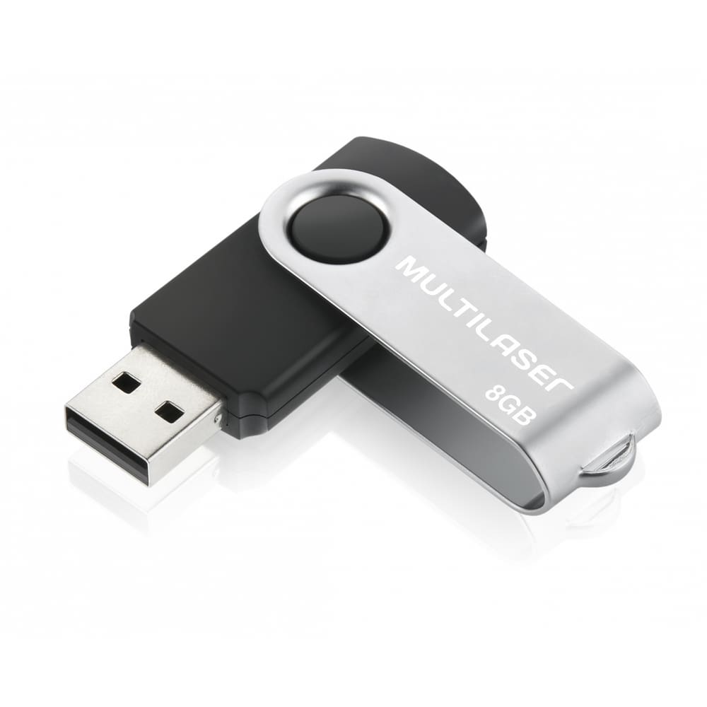 Pendrive 8GB Multilaser Pd587Twist Preto USB 2.0