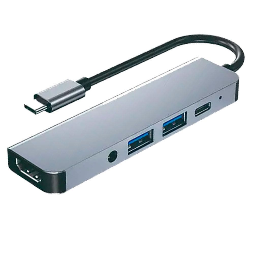 Adaptador Hub 5 Em 1 Tomate Mtv-615 Adaptador Usb-c Para Hmdi + Usb 3.0 + PD + Áudio