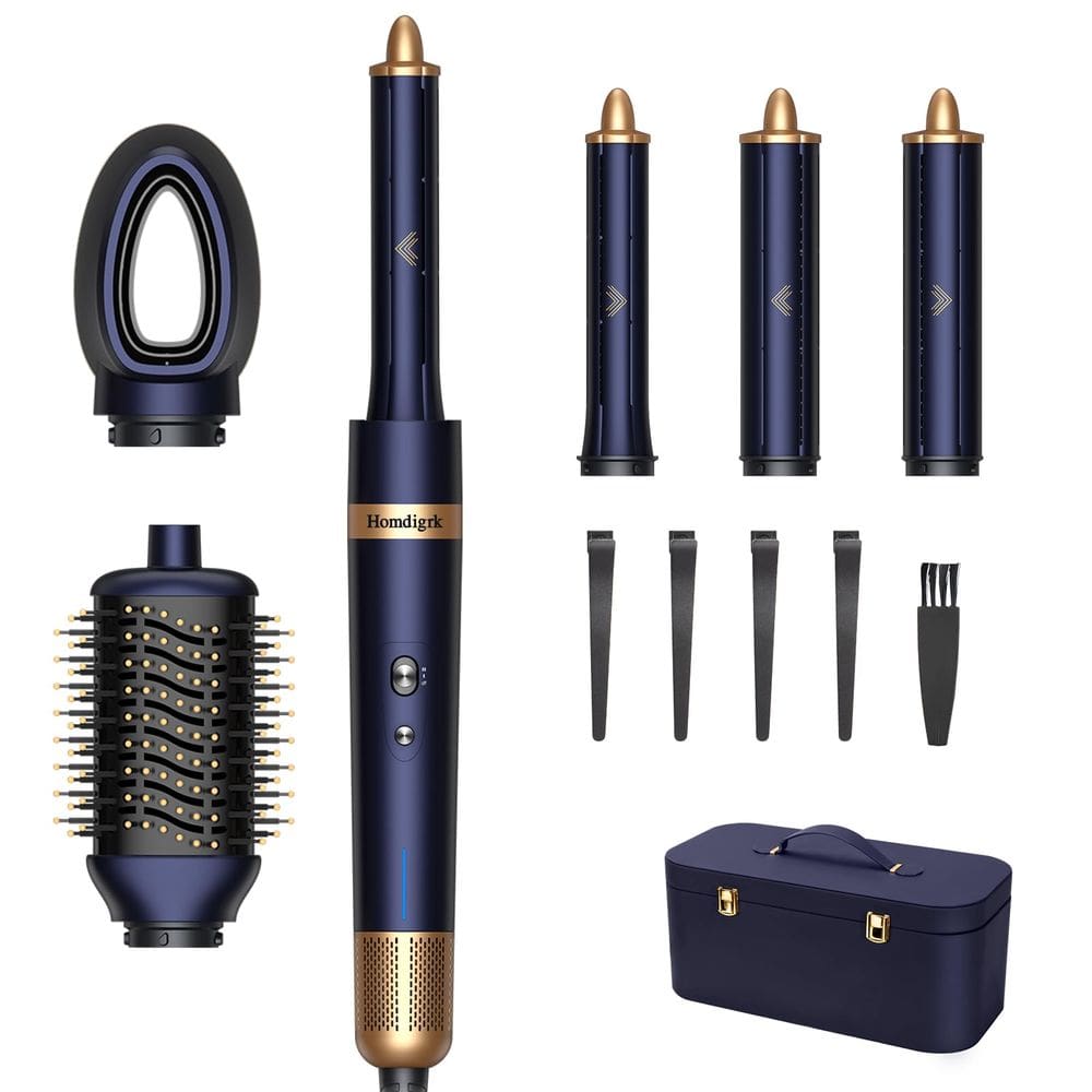 Conjunto de escova e modelador de cabelo Homdigrk 6 em 1 azul