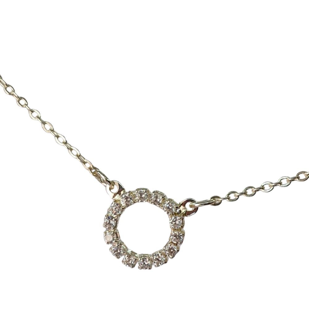 Conjunto com Pingente Círculo Zircônias Cravejadas Ouro