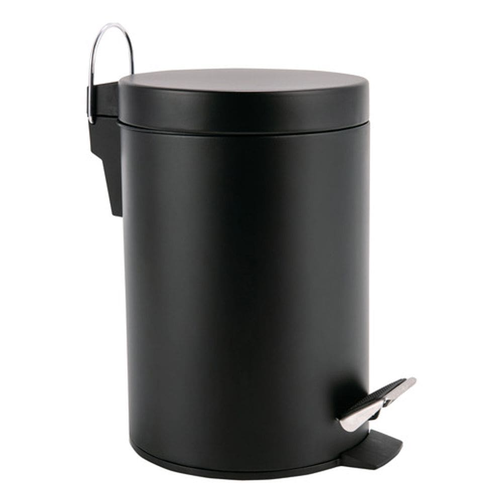 Lixeira De Piso Redonda Aco Black Com Pedal 3l 25x17x17cm