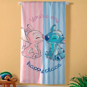 Toalha de Banho Infantil Aveludada Döhler Stitch Azul e Rosa 100% Algodão