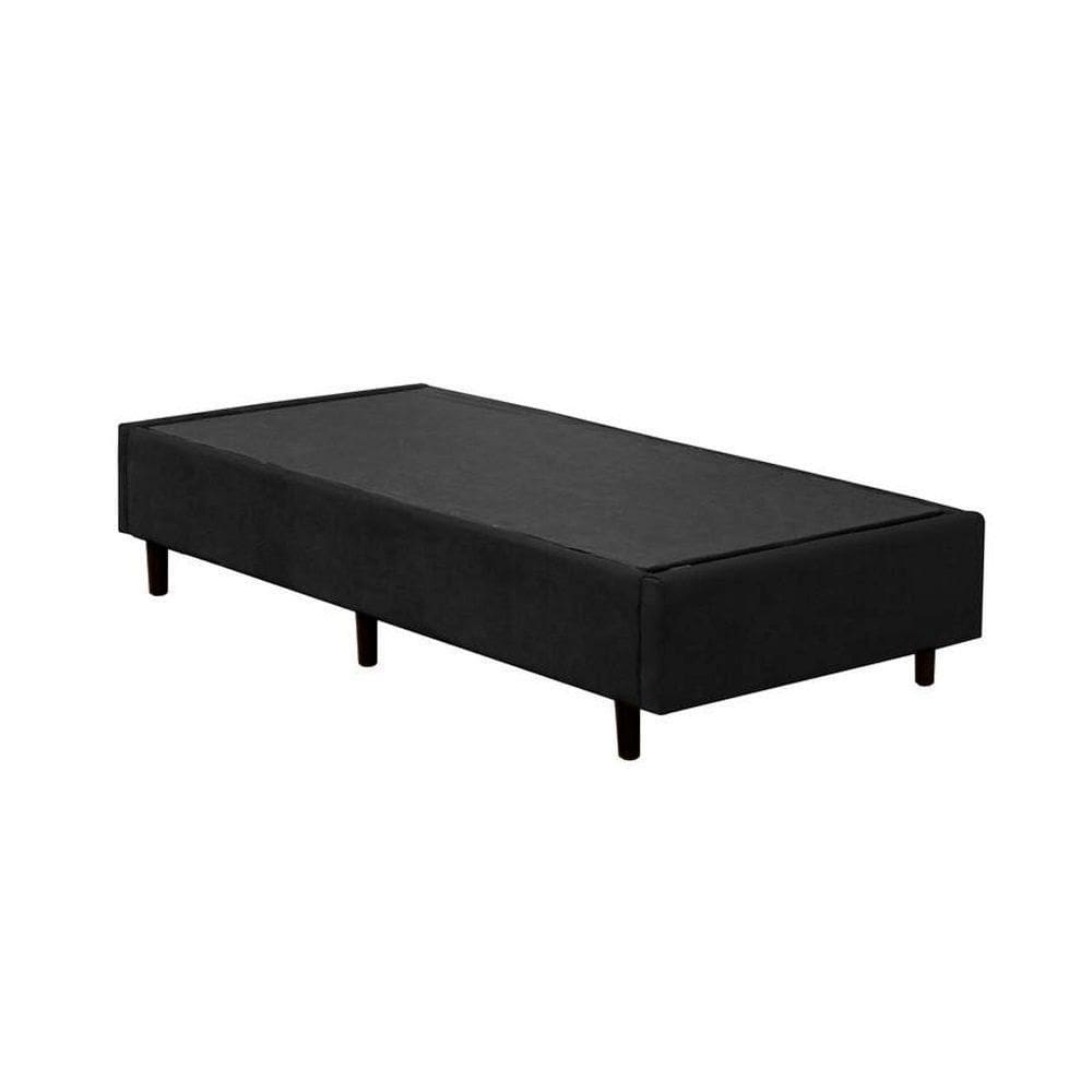 Cama Box Blindado Solteiro King Design Suede Preto 88x188x40