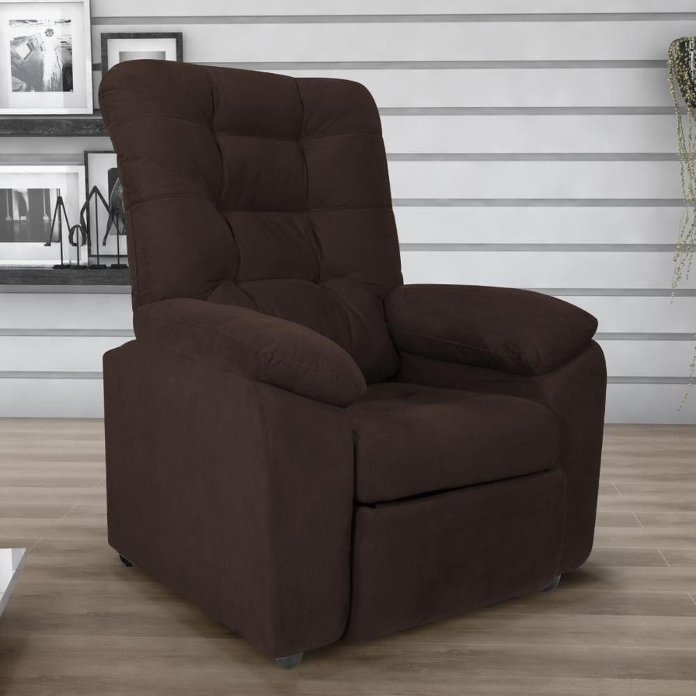 Poltrona Reclinável Almofadada Ripon Veludo Light Marrom
