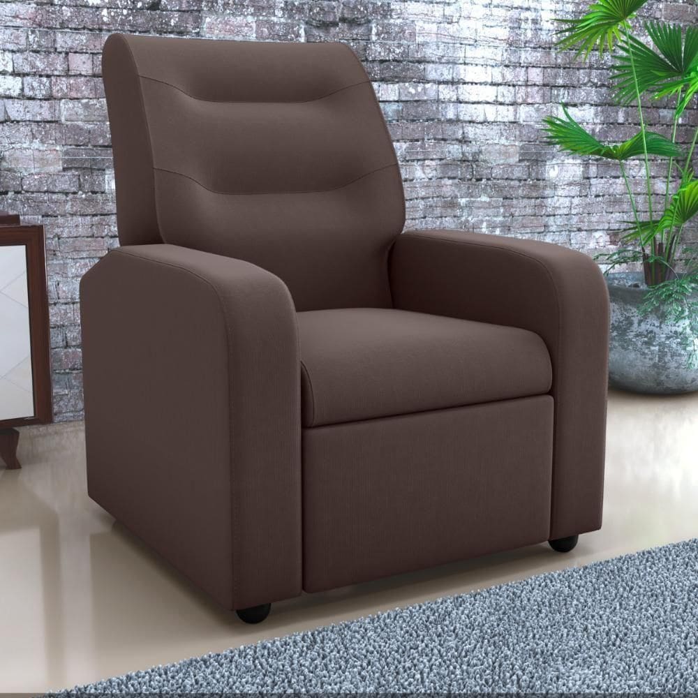 Poltrona Decorativa Reclinável Pireu Veludo Light Marrom