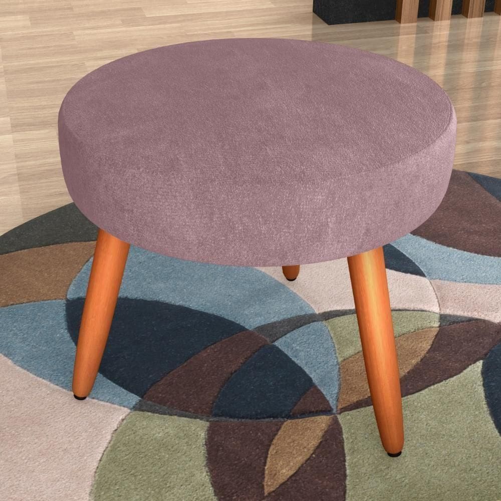 Puff Redondo Para Sala Sueli Veludo Turkey Rosa