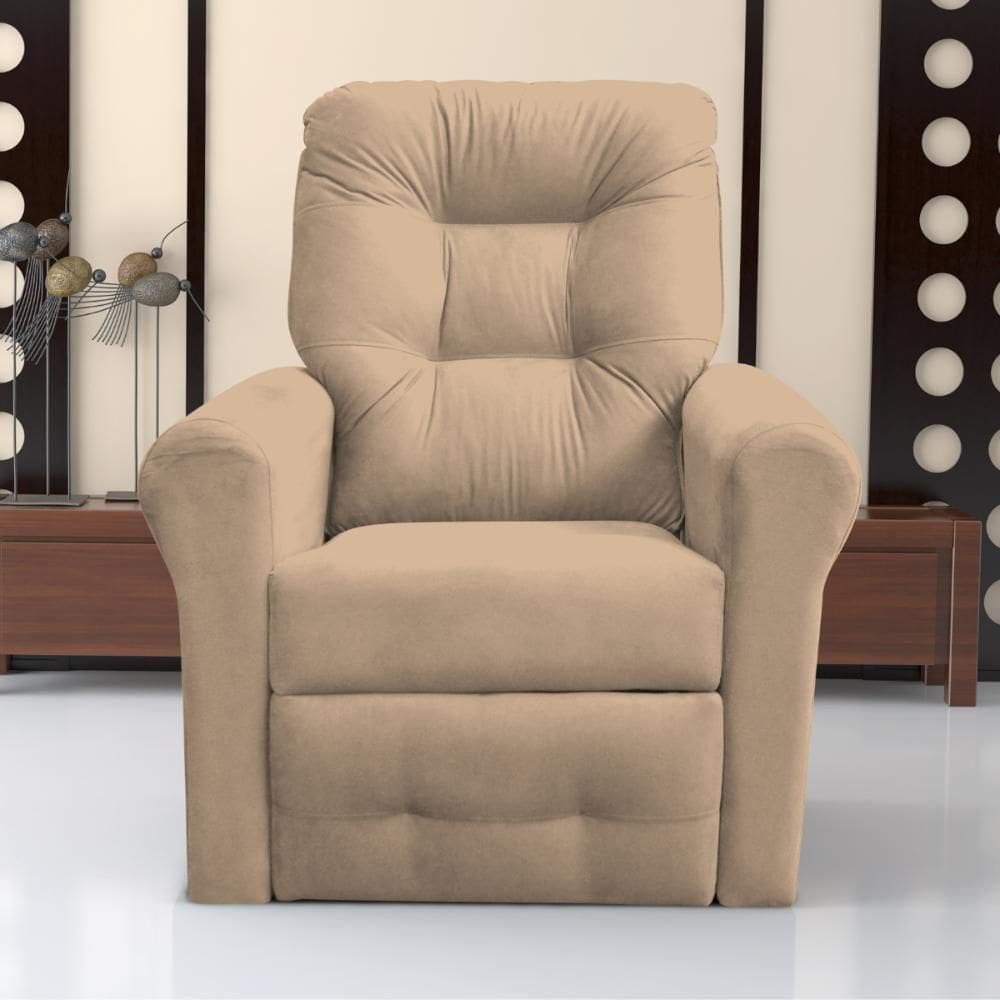 Poltrona Reclinável Para Descanso Guaíra Suede Bege