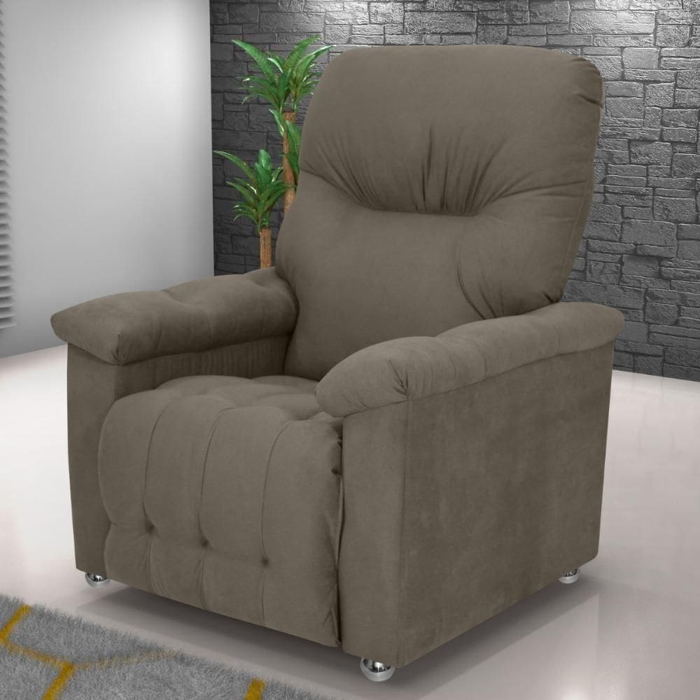 Poltrona Reclinável Saul Veludo Maserati Cappuccino