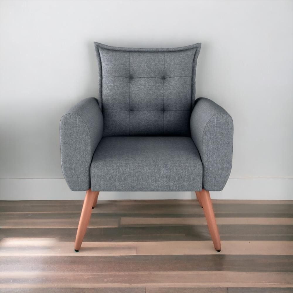 Poltrona Decorativa Para Sala Ravi Milenium Cinza Saturno