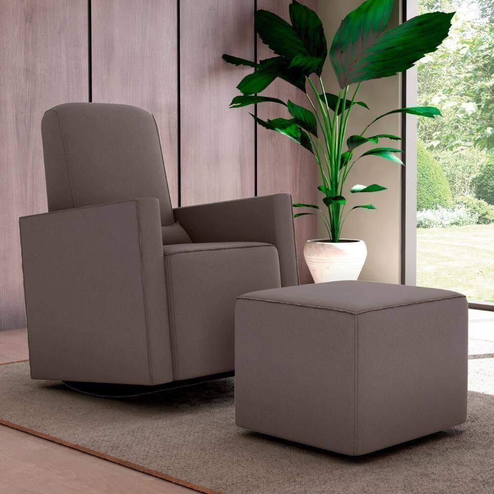 Poltrona Para Amamentação Com Puff León Suede Cappuccino