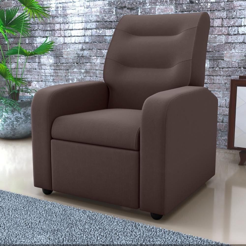 Poltrona Decorativa Reclinável Cecilia Veludo Light Marrom