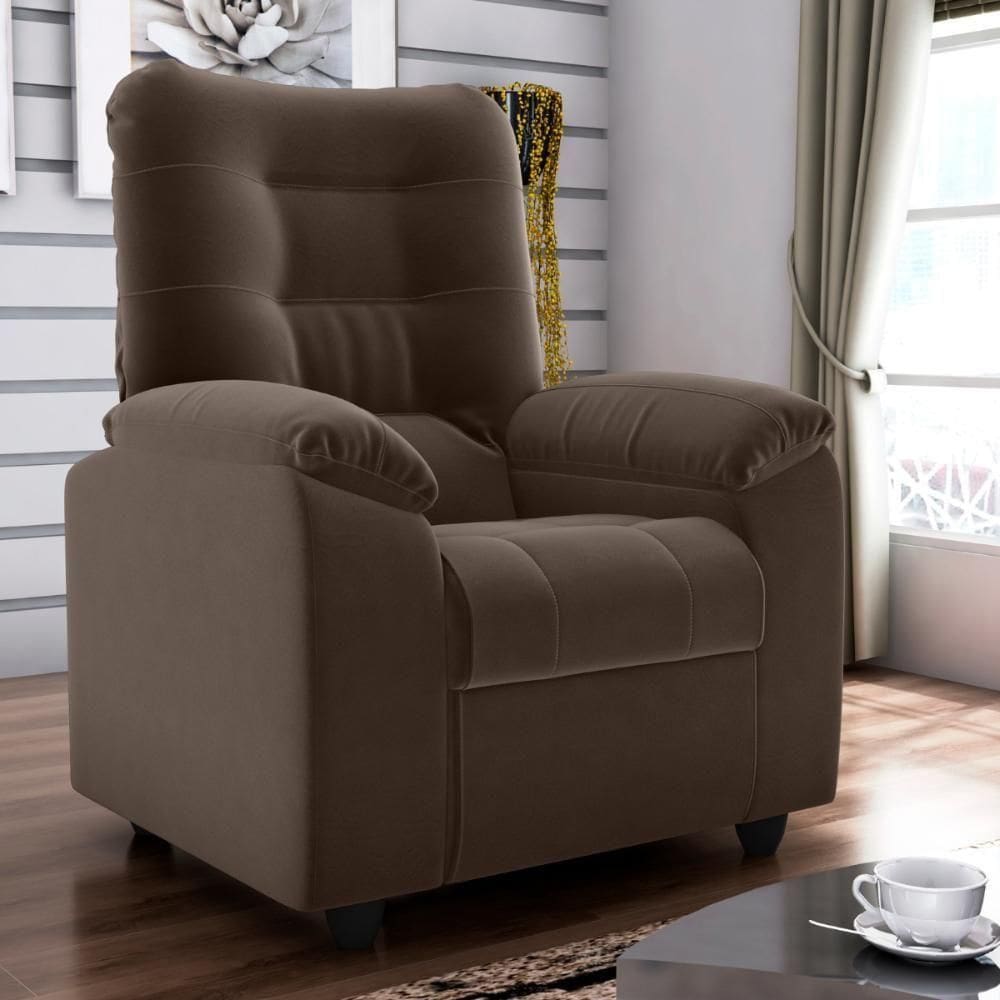 Poltrona Reclinável Almofadada Ripon Veludo Marrom