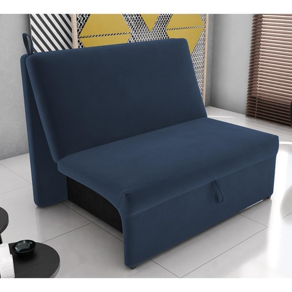 Sofá Cama Para Descanso Galway Suede Azul