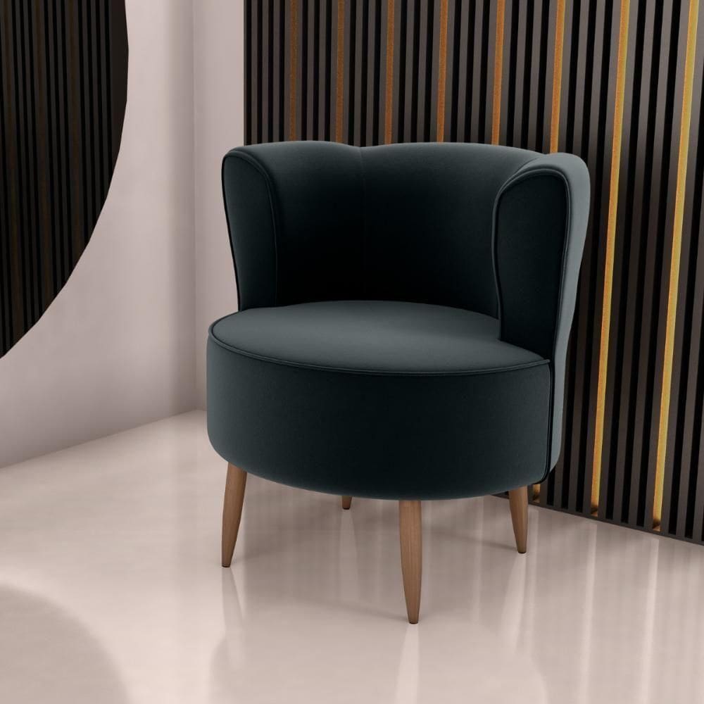 Poltrona Decorativa Para Sala Ariel Veludo Preto