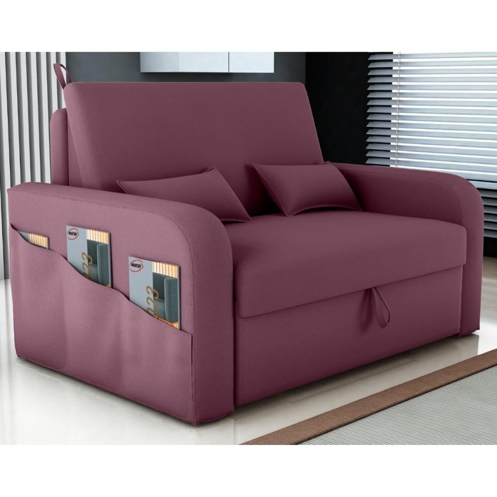 Sofá Cama Com Baú Gorteen Veludo Rosê