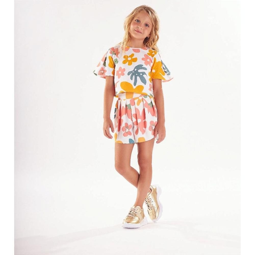 Conjunto Curto Lilica Ripilica Blusa Short Flowers Colorido