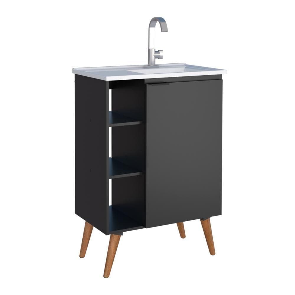 Gabinete De Banheiro 2 Gavetas Viseu Preto Tamarindo