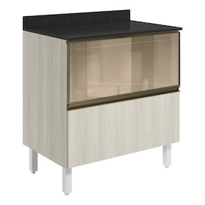 Balcao Tampo 2G Vidro 80cm MDF Kali 16415 Bianco Toq Bianco Toq Nicioli