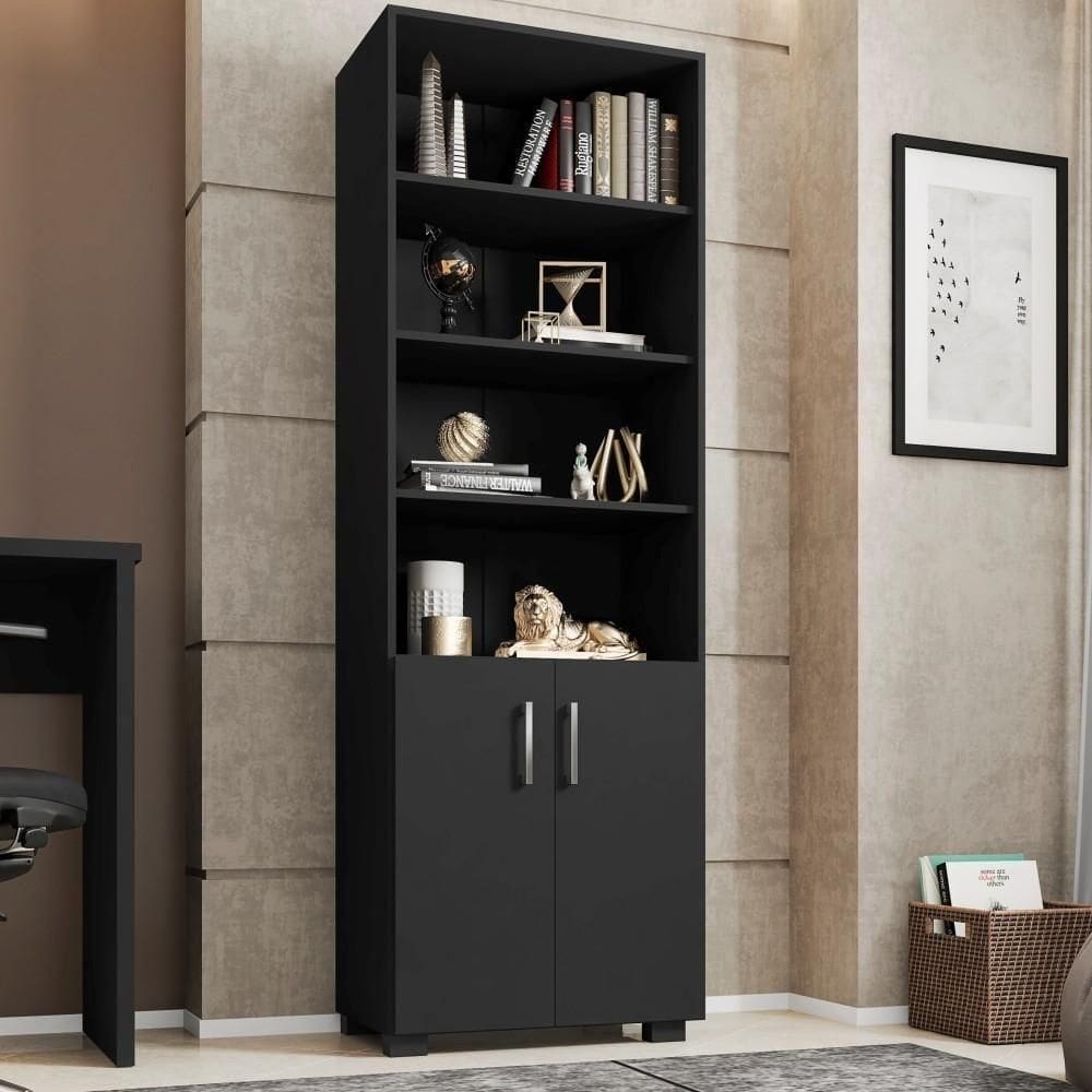Livreiro Multiuso Com Portas Samara Preto