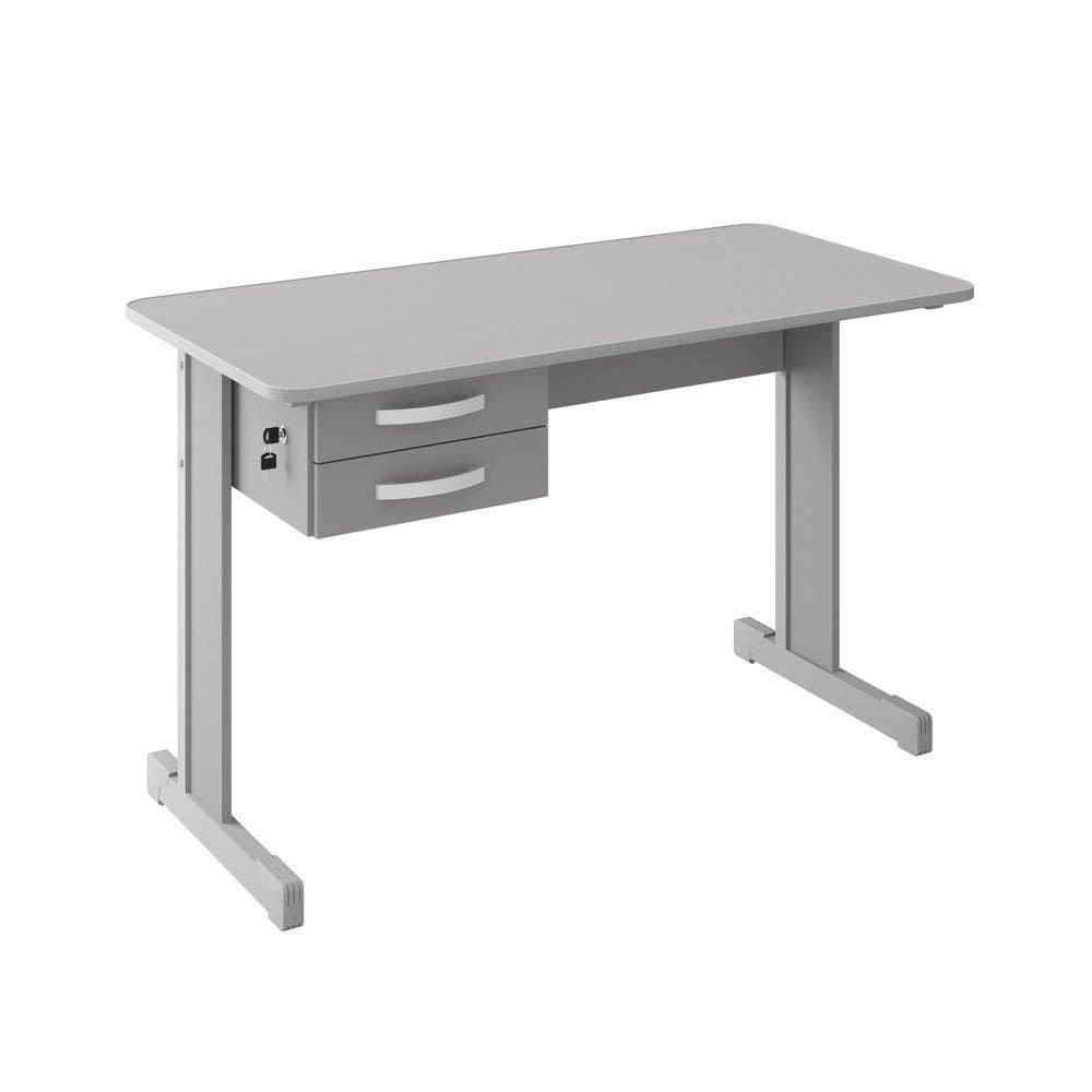 Mesa De Escritório Cinza Escrivaninha Com 2 Gavetas Boston